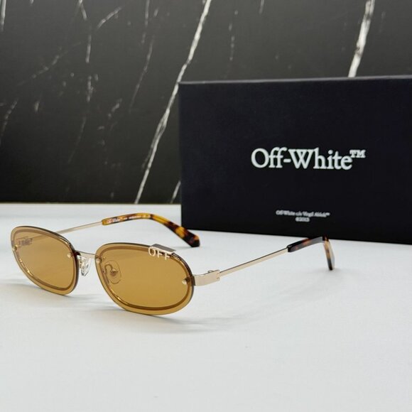 NEW OFF-WHITE OERI13M MIAMI 7662 SUNGLASSES UNISEX OVAL HAVANA ORANGE EYWEAR - Picture 2 of 11